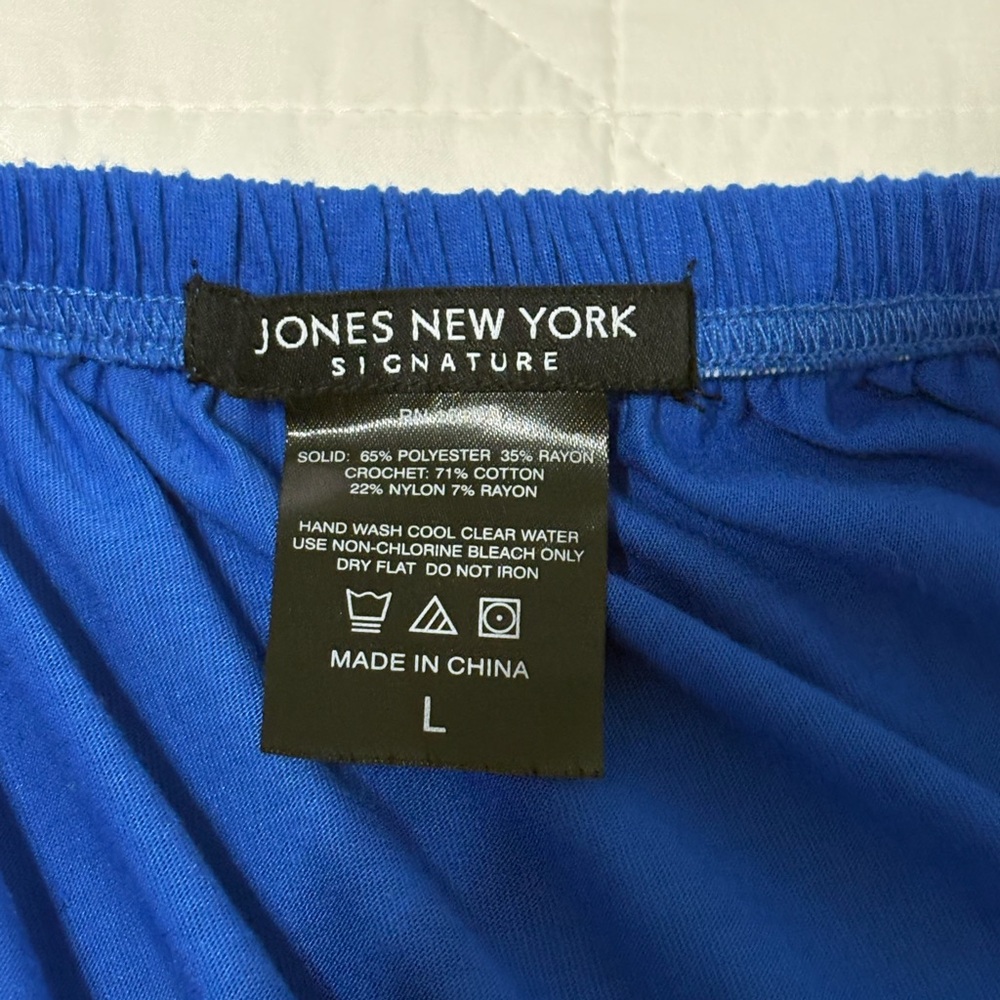 SOLD - Jones New York Royal Blue Strapless Crochet Hem Midi Dress Size L - Picture 3 of 9